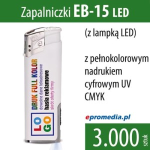 Zapalniczki EB-15 LED z nadrukiem - pakiet 3.000 szt.