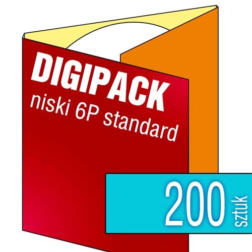 Digipacki niskie 6P - dwułamowe, na 1 płytę - druk cyfrowy pełnokolorowy - 200 szt.