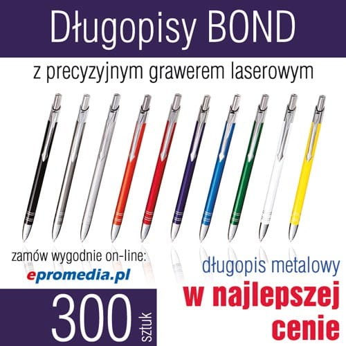 Długopisy metalowe BOND z grawerem - ATRAKCYJNA CENA