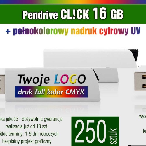 Pendrive CLICK 16 GB z nadrukiem full kolor - komplet 250 szt.