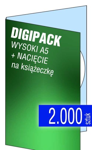 Digipacki WYSOKI A5 - jednołamowe, na 1 płytę + NACIĘCIE na książeczkę - druk cyfrowy pełnokolorowy - 2.000 szt.