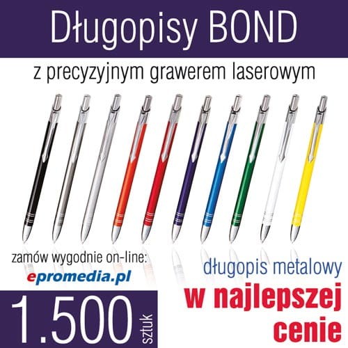 Długopisy metalowe BOND z grawerem - ATRAKCYJNA CENA