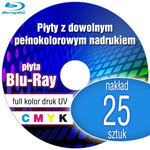 Płyty Blu-Ray z pełnokolorowym nadrukiem cyfrowym UV - 25 szt.