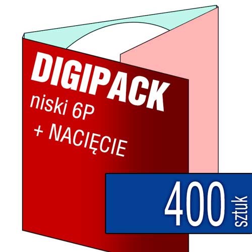 Digipacki niskie 6P - dwułamowe, na 1 płytę + NACIĘCIE na książeczkę - druk cyfrowy pełnokolorowy - 400 szt.