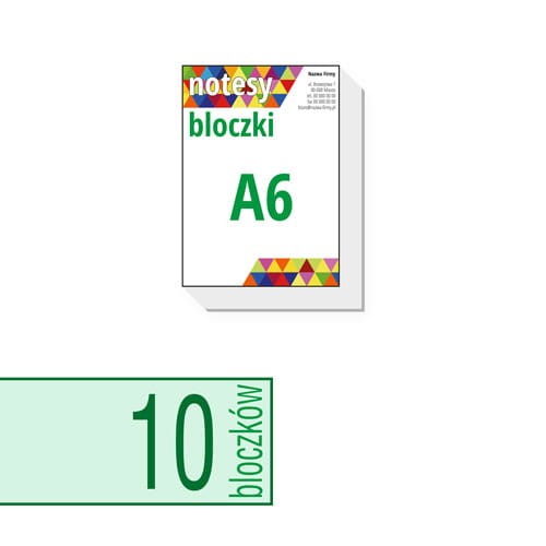 notesy reklamowe, bloczki reklamowe - A6 - ilość kartek w bloczku: do wyboru 25 / 50 / 100 kartek + plecki kartonowe