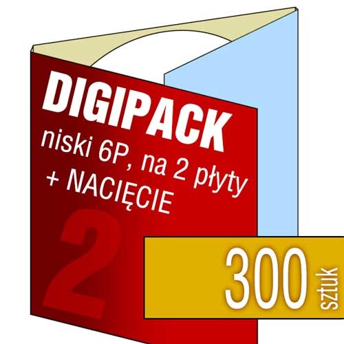 Digipacki niskie 6P - dwułamowe, na 2 płyty + NACIĘCIE na książeczkę - druk pełnokolorowy - 300 szt.