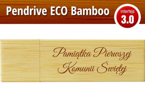Pendrive okolicznościowy drewniany - Pierwsza Komunia Święta - PK 6002 EKO BAMBOO