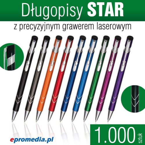 Długopisy metalowe STAR z grawerem laserowym - pakiet 1.000 szt.