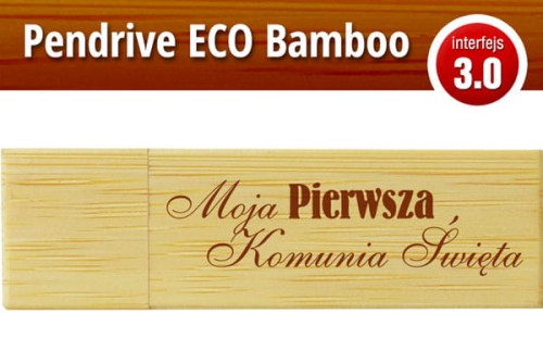 Pendrive okolicznościowy drewniany - Pierwsza Komunia Święta - PK 6010 EKO BAMBOO
