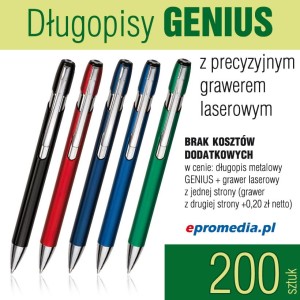 Długopisy GENIUS z grawerem - pakiet 200 szt.