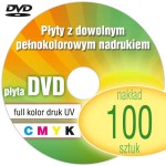 Płyty DVD + nadruk UV - pakiet 100 szt.