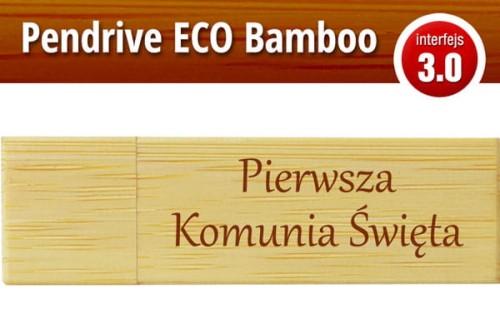 Pendrive okolicznościowy drewniany - Pierwsza Komunia Święta - PK 6007 EKO BAMBOO