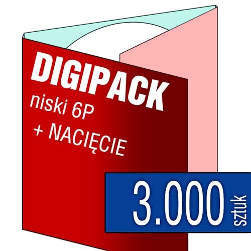 Digipacki niskie 6P - dwułamowe, na 1 płytę + NACIĘCIE na książeczkę - druk cyfrowy pełnokolorowy - 3.000 szt.
