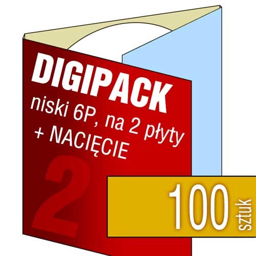 Digipacki niskie 6P - dwułamowe, na 2 płyty + NACIĘCIE na książeczkę - druk pełnokolorowy - 100 szt.