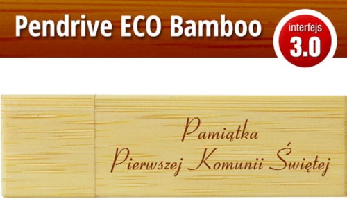Pendrive okolicznościowy drewniany - Pierwsza Komunia Święta - PK 6001 EKO BAMBOO