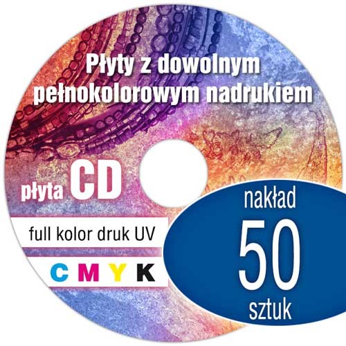 Płyty CD z pełnokolorowym nadrukiem cyfrowym UV - 50 szt.