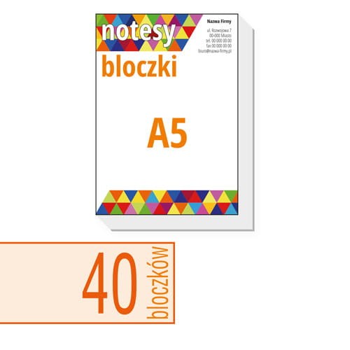 notesy reklamowe, bloczki reklamowe - A5 - ilość kartek w bloczku: do wyboru 25 / 50 / 100 kartek + plecki kartonowe