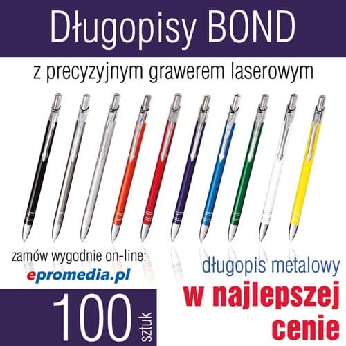 Długopisy metalowe BOND z grawerem - ATRAKCYJNA CENA