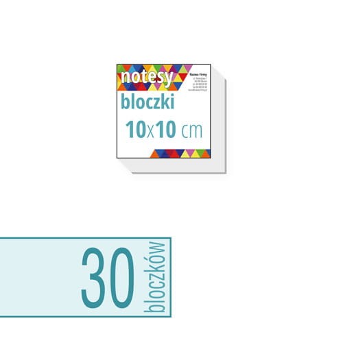 notesy reklamowe, bloczki reklamowe - 10x10 cm - ilość kartek w bloczku: do wyboru 25 / 50 / 100 kartek + plecki kartonowe