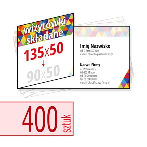 Wizytówki składane 135x50 do 90x50 mm - w atrakcyjnej niskiej cenie