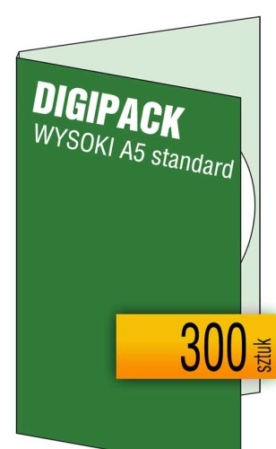 Digipacki WYSOKI A5 - standardowe jednołamowe, 1 płyta - druk cyfrowy pełnokolorowy - 300 szt.