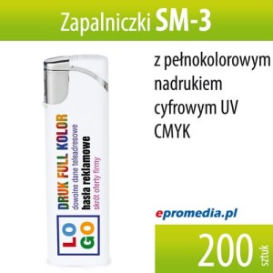 Zapalniczki SM-3 z nadrukiem - pakiet 200 szt.