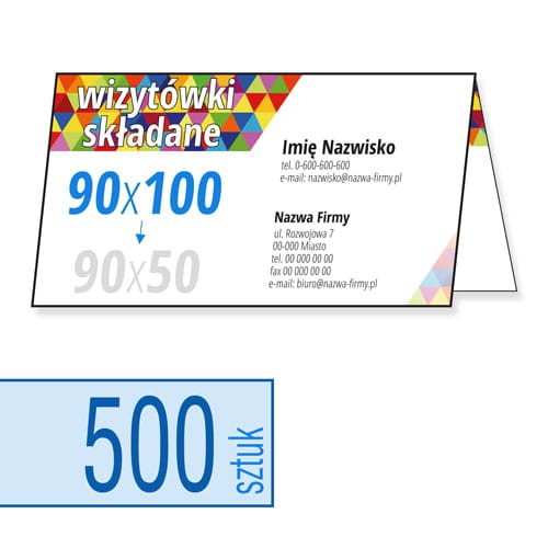 Wizytówki składane 90x100 do 90x50 mm - w atrakcyjnej niskiej cenie
